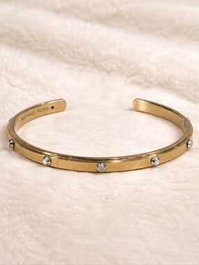 Michael Kors "Heritage Astor" Thin Gold Cuff With Silver